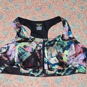 tek gear Black Racerback Sports Bra with Multicolor Print